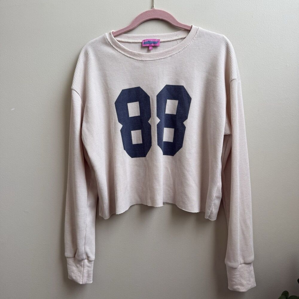 Edikted Cropped Waffle 88 Knit Long Sleeve Jersey Womens Size M